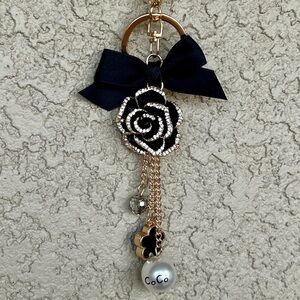 Luxury Black Floral Keychain/Bag Charm